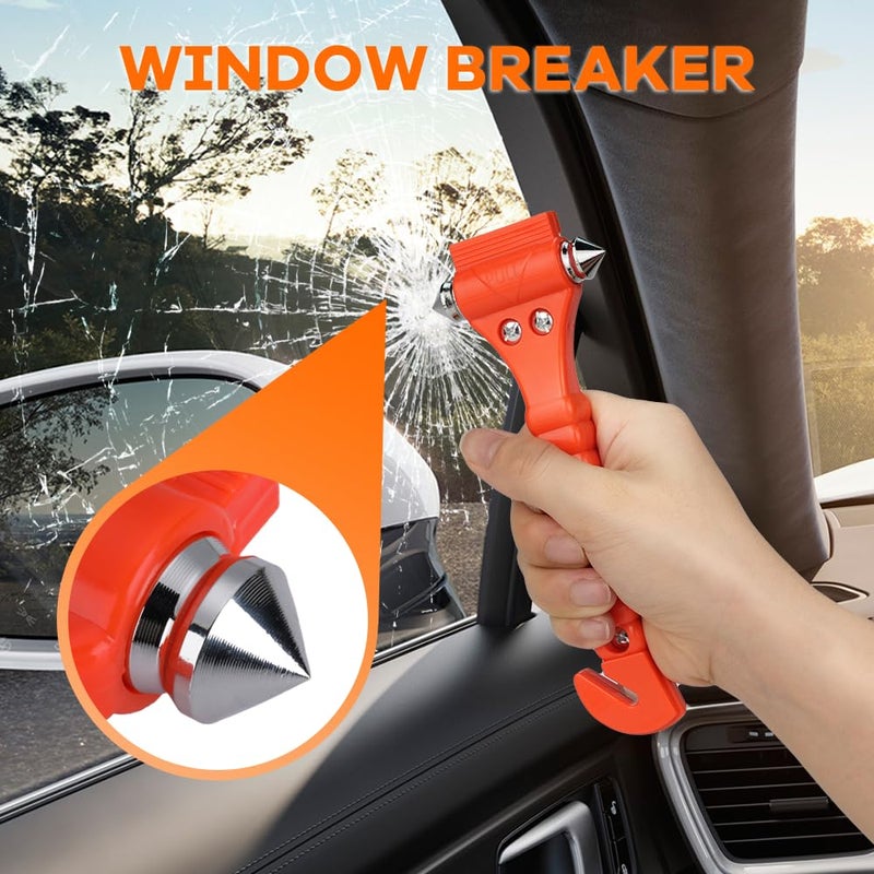 SINSEN Car Safety Hammer Set of 3 Emergency Escape Tool Auto Car Window Glass Hammer Breaker and Seat Belt Cutter Escape 2-in-1 for Family Rescue & Auto Emergency Escape Tools (3 PCS) - Image 3